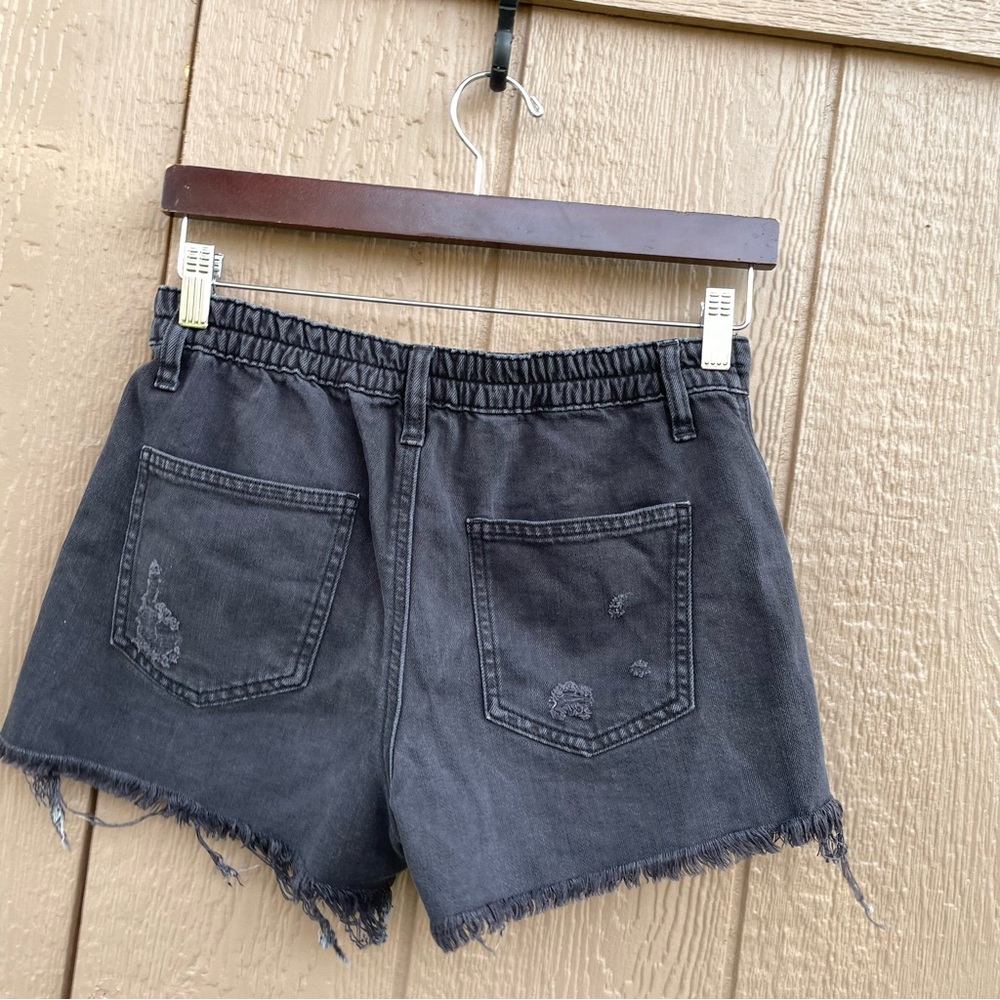 Aerie Womens Shorts Washed Black Frayed Hem Elastic Waist Daydream Denim Size XS - Picture 3 of 11